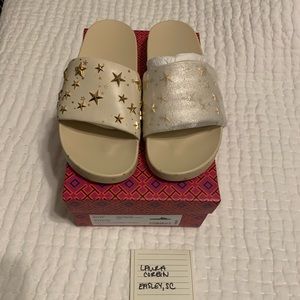 Tory Burch NIB Lana star studded slides size 10